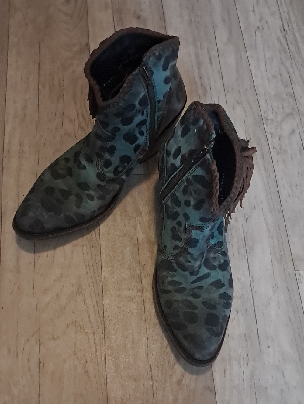 Liberty Black Chita Turquesa Ankle Boot Handmade In Mexico Western Festival Boho - Picture 7 of 16